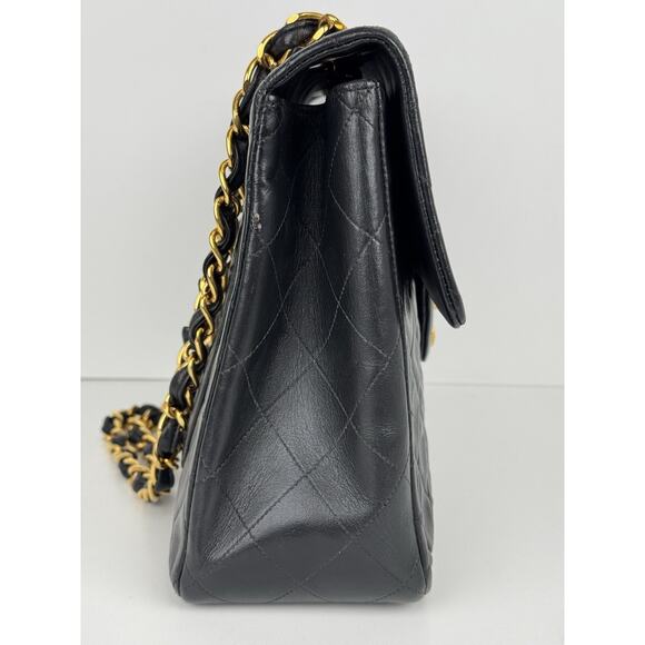 Chanel Vintage Maxi Single Flap Bag Black Lambskin Leather B-6 - Picture 5 of 16